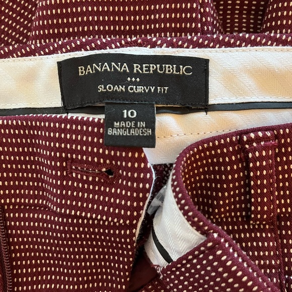Banana Republic Sloan Curvy Fit Ankle Trouser Burgundy with White Dots 10 - Picture 3 of 4